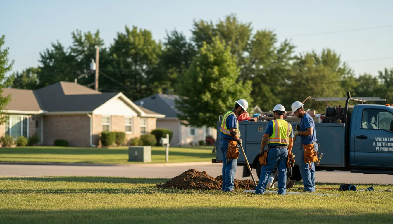 Residential water line and bathroom plumbing service in Cashion, OK
